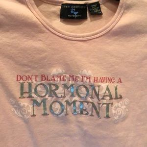 Women’s “hormonal moment” maternity tee shirt